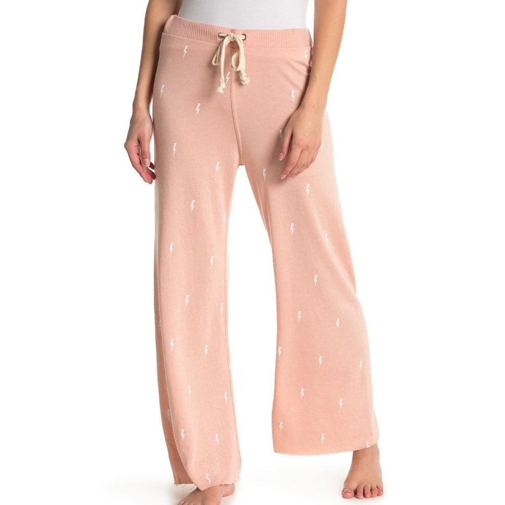 NWT : Theo & Spence Lightening Bolt Wide Leg Lounge Pant Medium Peach Relaxed